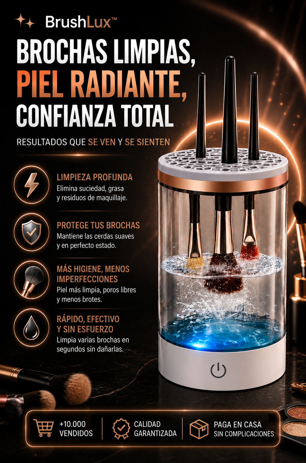 BrushLux™ Limpiador Eléctrico de Brochas