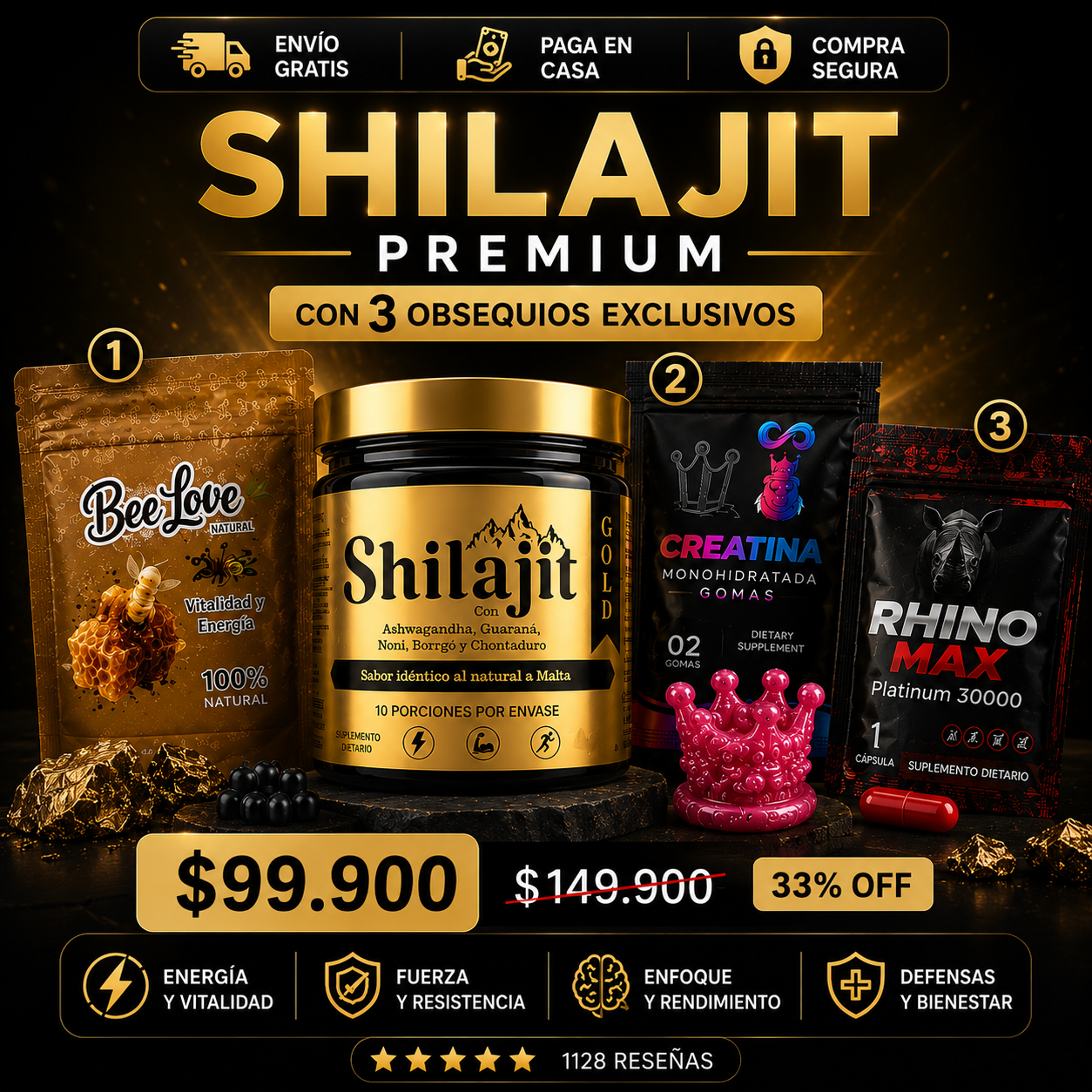Combo Shilajit Premium | Envío Gratis + Pago Contra Entrega